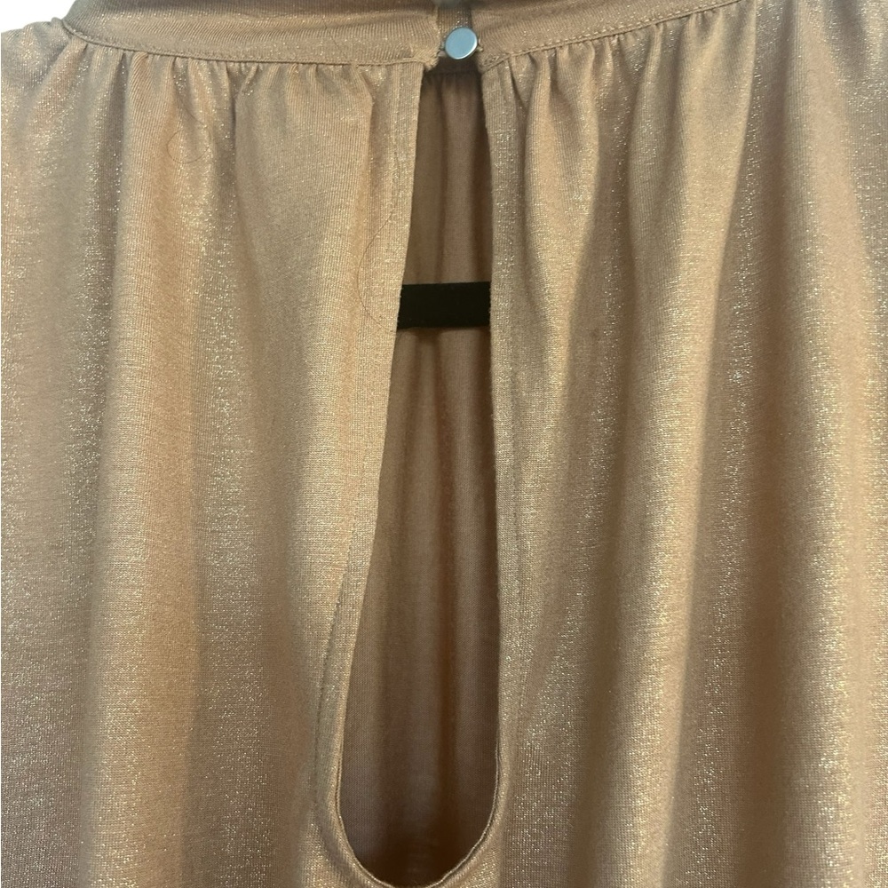 Anthropologie Maeve Ruched Metallic Muscle Tee Women’s Small in tan/gold - Picture 8 of 14